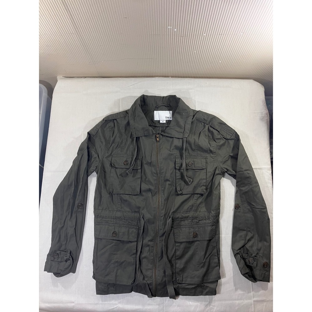 Bar III Women Green Utility Jacket Drawstring Cargo‎ Pockets Full Zip Size M